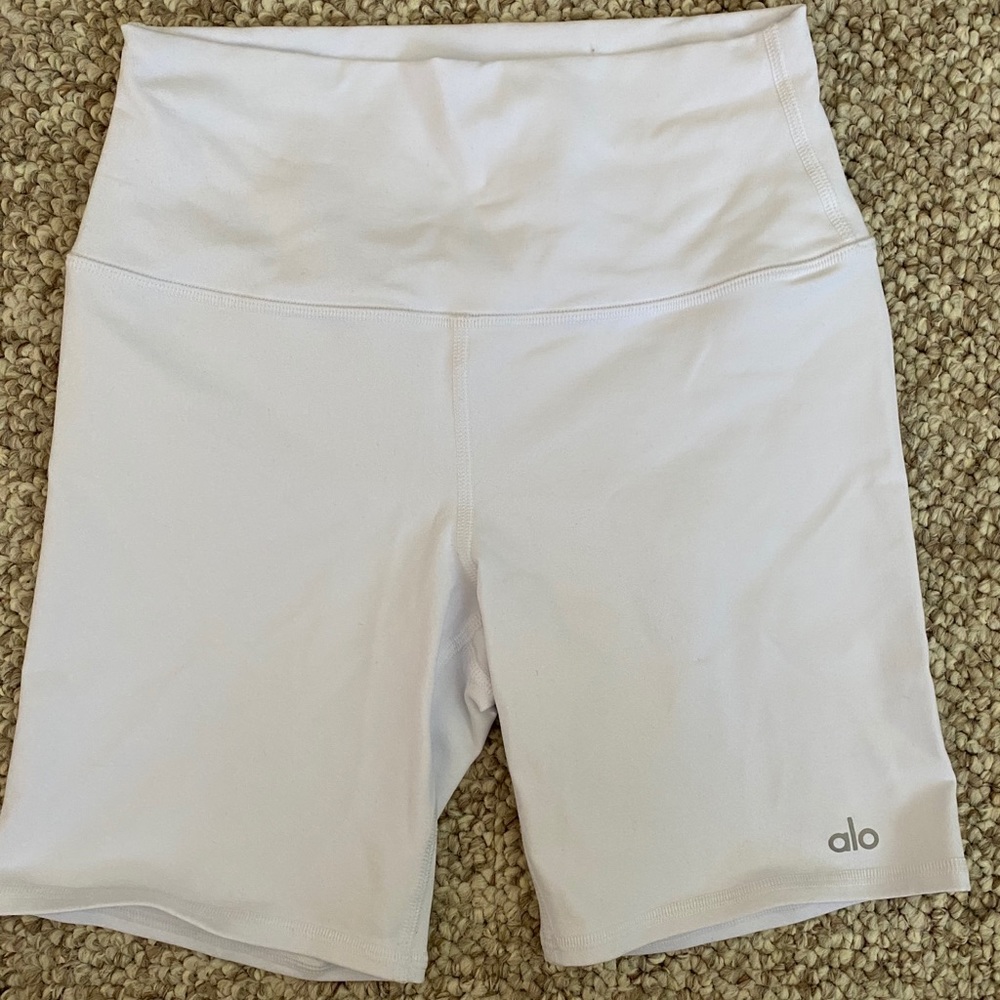 ALO White Biker Shorts